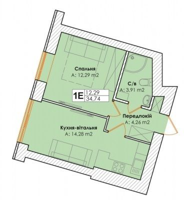 1-комнатная 34.74 м² в ЖК Life от 18 000 грн/м², пгт Гостомель