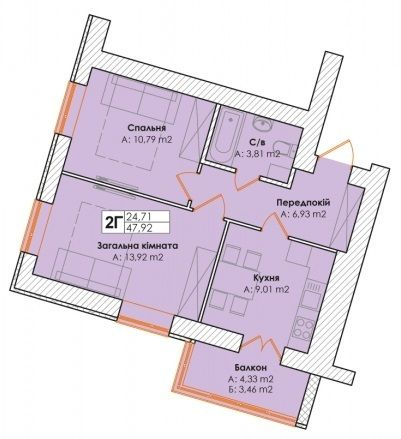 2-комнатная 47.92 м² в ЖК Life от 18 000 грн/м², пгт Гостомель