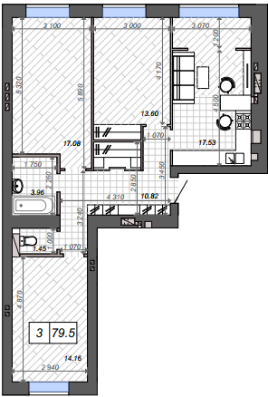 3-комнатная 79.5 м² в ЖК Новые Метры Park от 24 000 грн/м², г. Ирпень