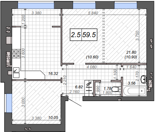 2-комнатная 59.5 м² в ЖК Новые Метры Park от 24 000 грн/м², г. Ирпень