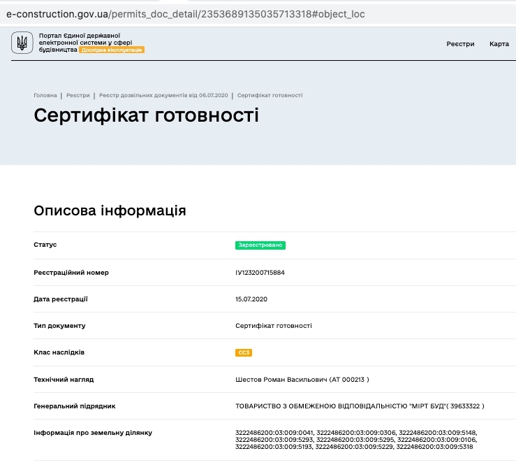 Сертификат о готовности Дом 8, ЖК Киевский маеток