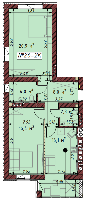 2-кімнатна 67.7 м² в ЖК Гостомельські Липки-5 від 12 500 грн/м², смт Гостомель