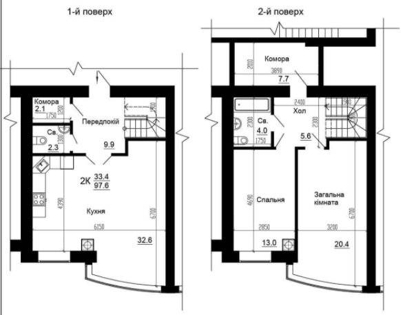 Двухуровневая 97.6 м² в ЖК Bavaria City от 15 200 грн/м², с. Крюковщина