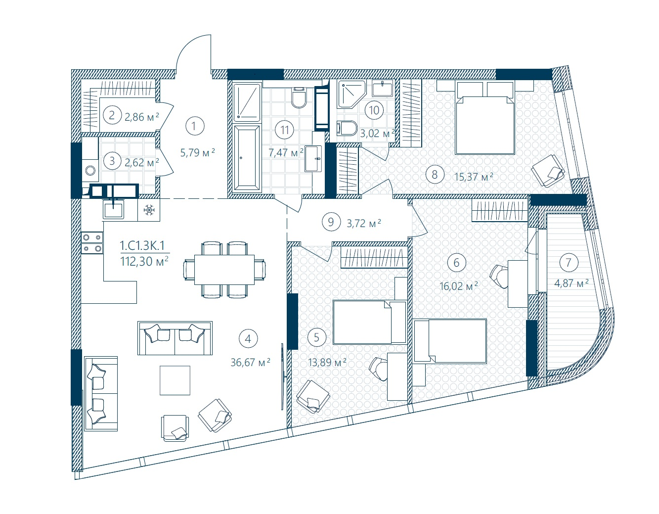 3-комнатная 112.3 м² в ЖК Rusaniv Residence от 35 783 грн/м², Киев