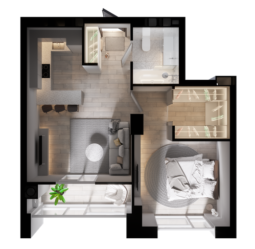 1-комнатная 51.58 м² в КД К12 от 25 250 грн/м², Днепр
