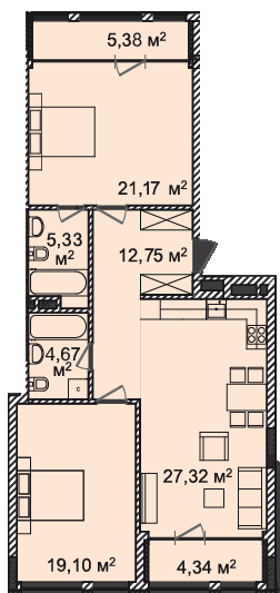 2-кімнатна 100.06 м² в ЖК Montreal House від 51 483 грн/м², Київ