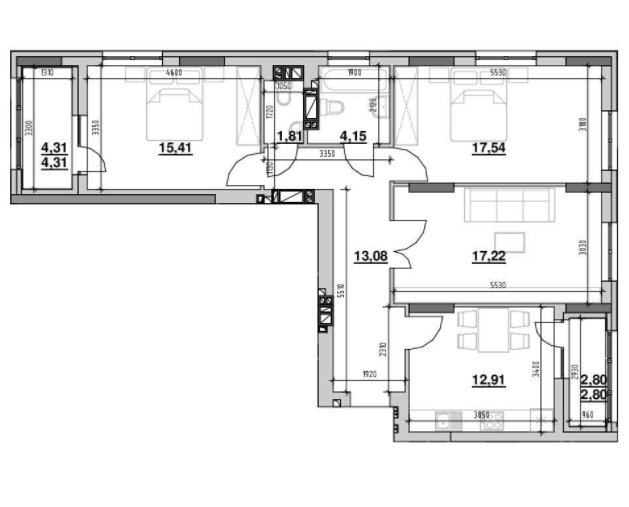 3-комнатная 89.5 м² в ЖК Ріел Сіті от 16 863 грн/м², Львов