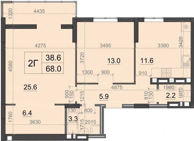 2-комнатная 68 м² в ЖК Визави от 18 500 грн/м², Луцк