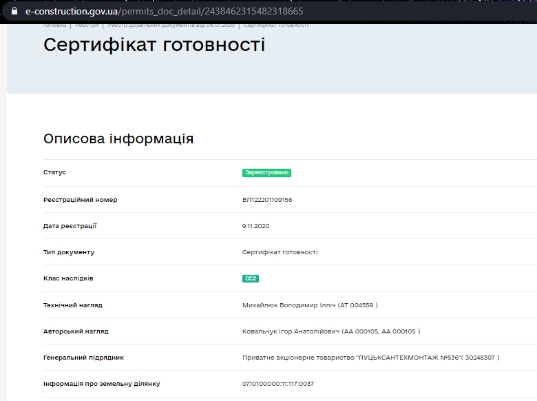 Сертификат о готовности Жилой комплекс, ЖК на ул. Железнодорожная, 16