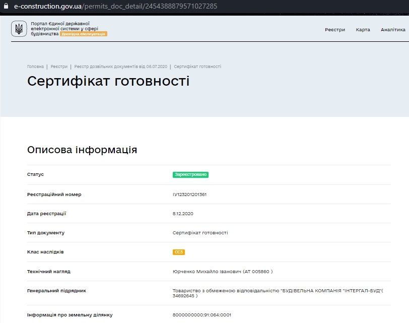 Сертификат о готовности Дом 2, ЖК Сырецкие сады