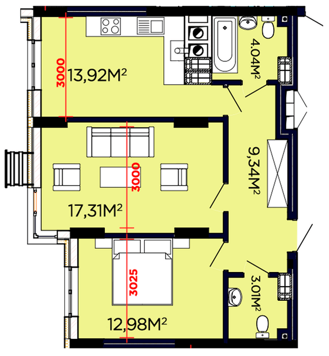 2-комнатная 60.6 м² в ЖК Счастливый от 19 200 грн/м², Львов
