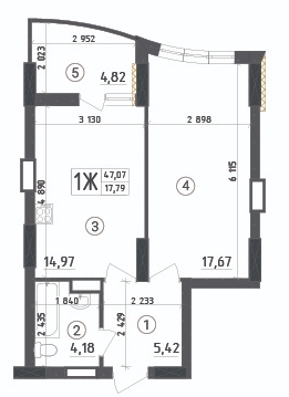 1-кімнатна 47.07 м² в ЖК Aquamarine від 20 950 грн/м², м. Українка