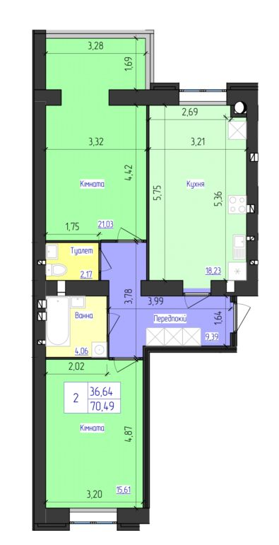 2-комнатная 70.49 м² в ЖК Олимпийский от 17 500 грн/м², Харьков