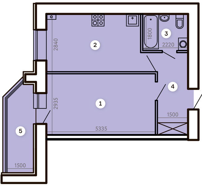 1-кімнатна 42.92 м² в ЖК Kvartal від 37 000 грн/м², Запоріжжя