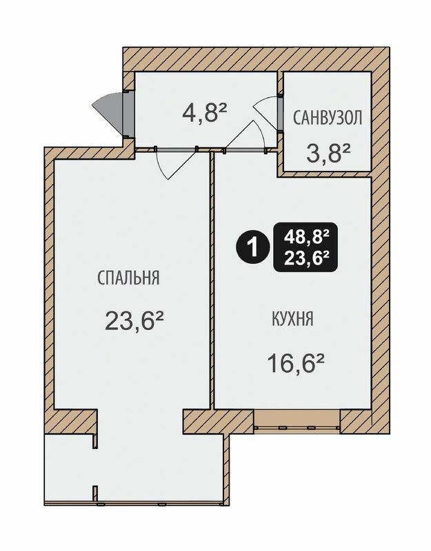 1-кімнатна 48.8 м² в ЖК Автобіографія від 13 500 грн/м², Хмельницький