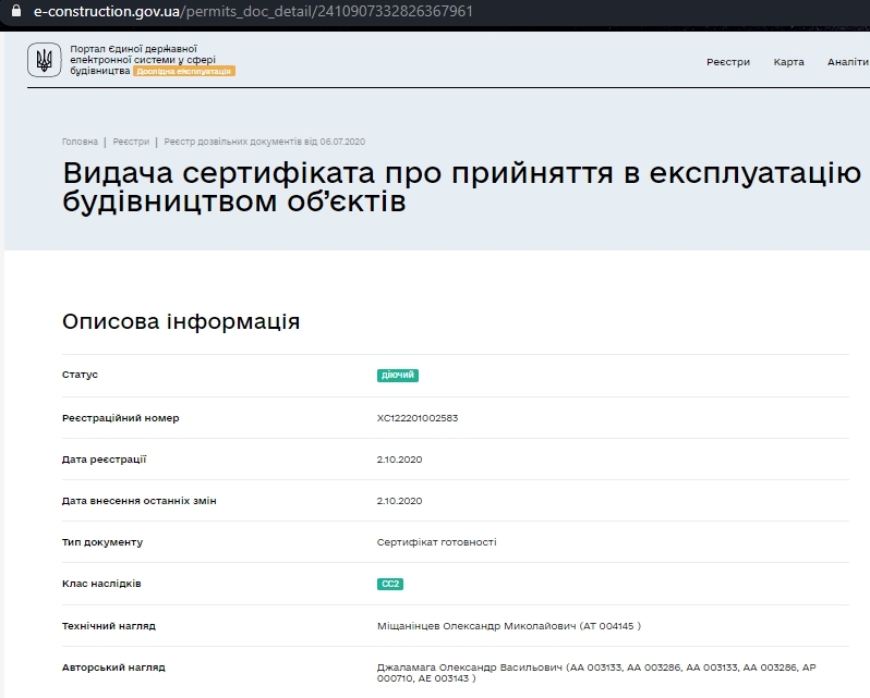 Сертификат о готовности Дом 34/4, ЖК Молодежный