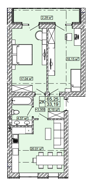 2-кімнатна 65.25 м² в ЖК Новий Скнилів від 29 000 грн/м², Львів