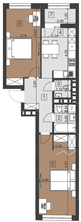 2-кімнатна 61.8 м² в ЖК Парус City від 26 450 грн/м², Львів