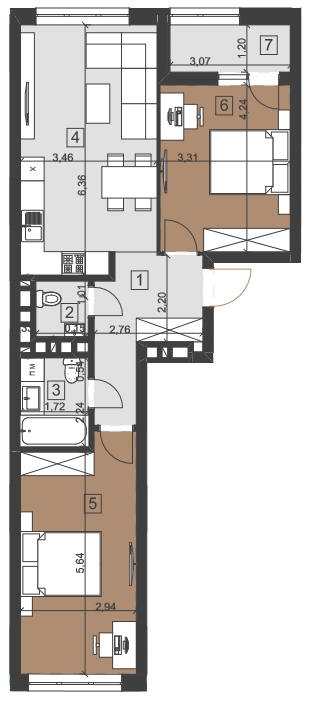 2-кімнатна 70.1 м² в ЖК Парус City від 26 450 грн/м², Львів