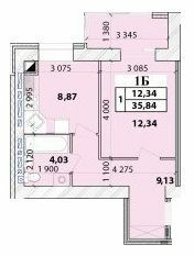 1-комнатная 35.84 м² в ЖК Масаны Лесной от 16 200 грн/м², Чернигов