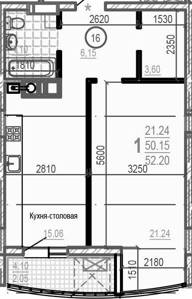 1-комнатная 52.2 м² в ЖК Брюссель от 45 000 грн/м², Харьков