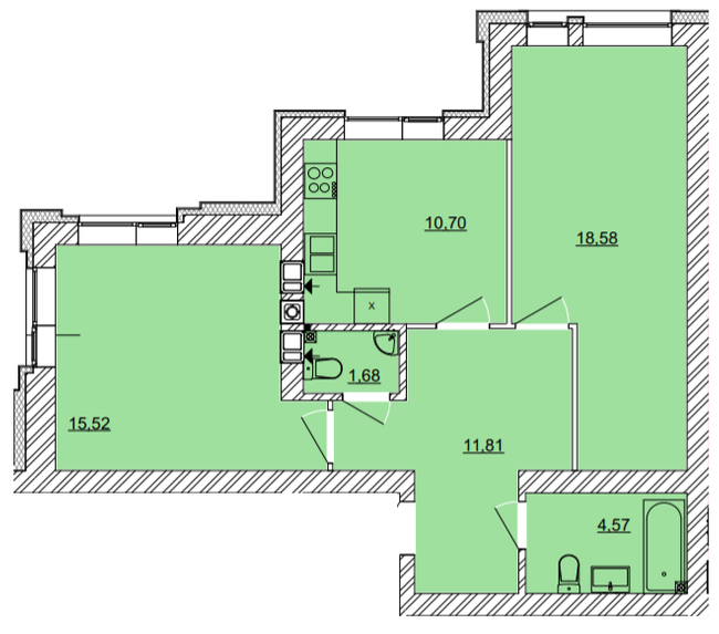 2-кімнатна 62.86 м² в ЖК Найкращий квартал від 17 100 грн/м², м. Ірпінь