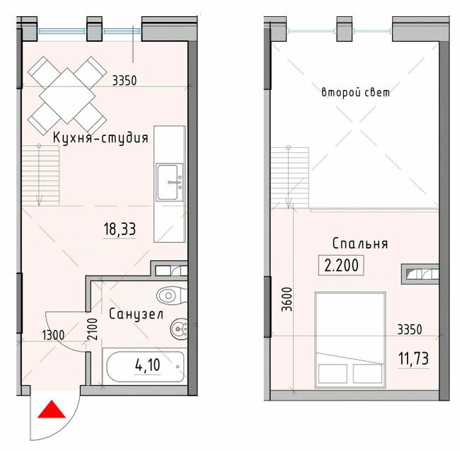 Дворівнева 34.16 м² в ЖК Простір Eco City (Простір на Радісній від 23 850 грн/м², Одеса