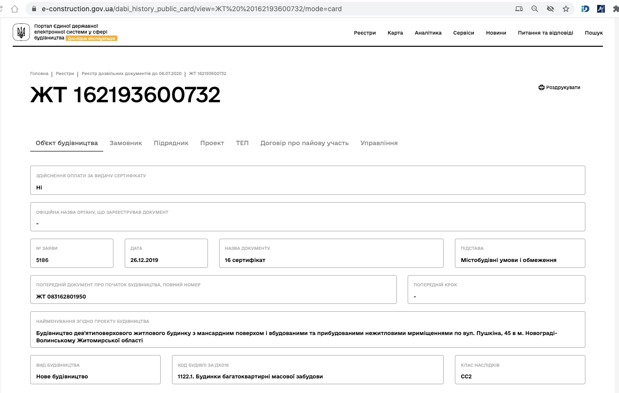 Сертификат о готовности Жилой комплекс, ЖК Новоградский