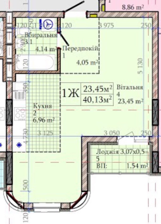 1-кімнатна 39.6 м² в ЖК 044 від 51 300 грн/м², Київ