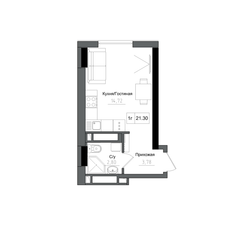 Студія 21.3 м² в ЖМ ARTVILLE від 17 200 грн/м², смт Авангард
