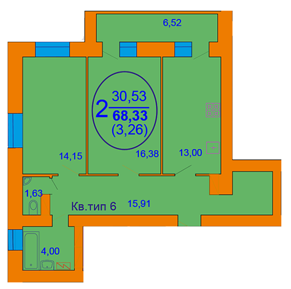 2-комнатная 68.33 м² в ЖК София Киевская от 15 000 грн/м², с. Софиевская Борщаговка