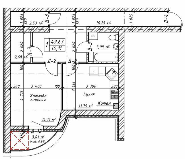 1-кімнатна 49.67 м² в ЖК Гранд Парк від 19 000 грн/м², м. Бровари