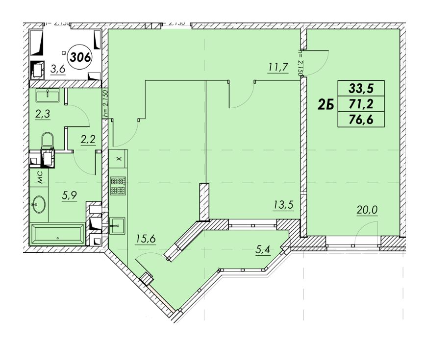 2-кімнатна 76.6 м² в ЖК Прохоровський квартал від 21 300 грн/м², Одеса