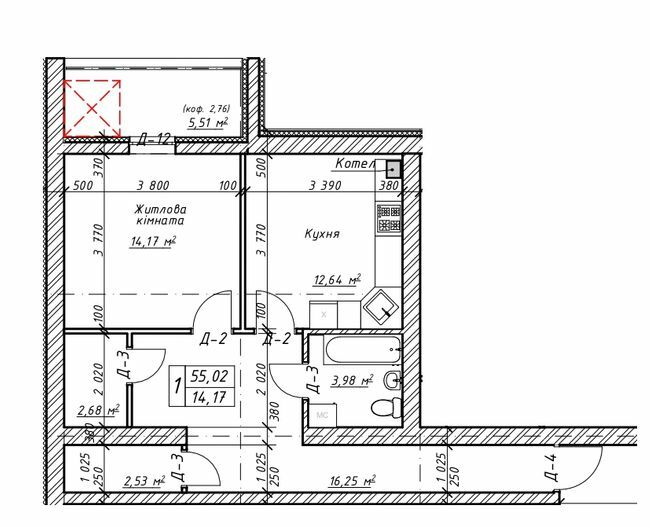 1-кімнатна 55.02 м² в ЖК Гранд Парк від 14 500 грн/м², м. Бровари
