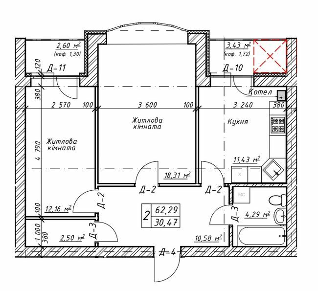 2-кімнатна 62.29 м² в ЖК Гранд Парк від 17 000 грн/м², м. Бровари