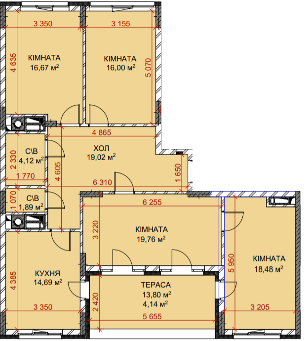 4-кімнатна 114.77 м² в ЖК Riverside від 26 550 грн/м², с. Погреби