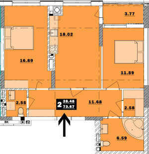 2-кімнатна 73.67 м² в ЖК Обухівський ключ від 19 500 грн/м², м. Обухів
