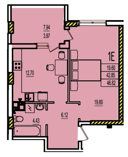 1-кімнатна 46.82 м² в ЖК RosenTal від 17 550 грн/м², с. Лиманка