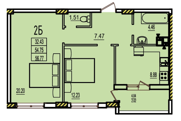2-кімнатна 56.77 м² в ЖК RosenTal від 16 400 грн/м², с. Лиманка
