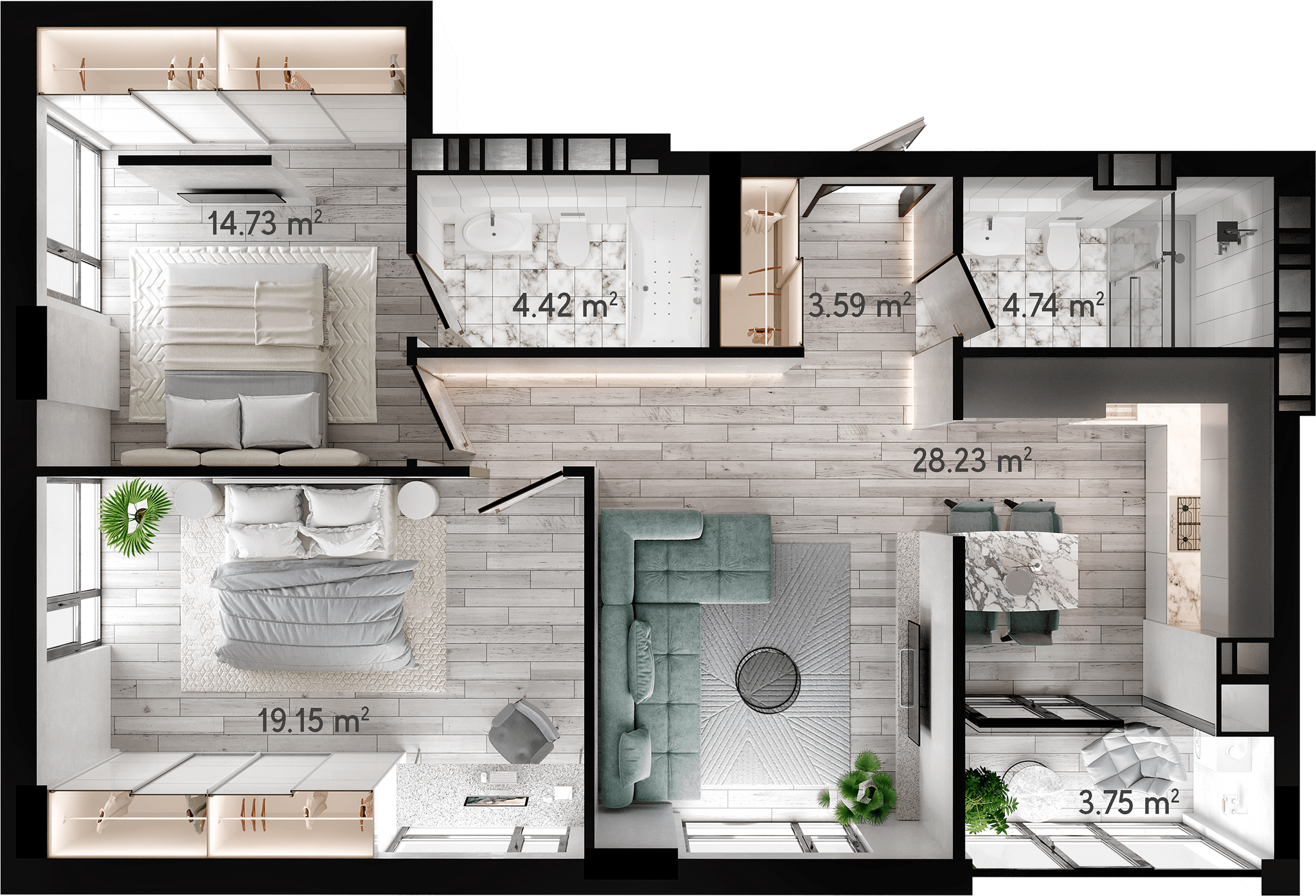 2-комнатная 80.75 м² в ЖК GENEVE от 23 900 грн/м², Днепр