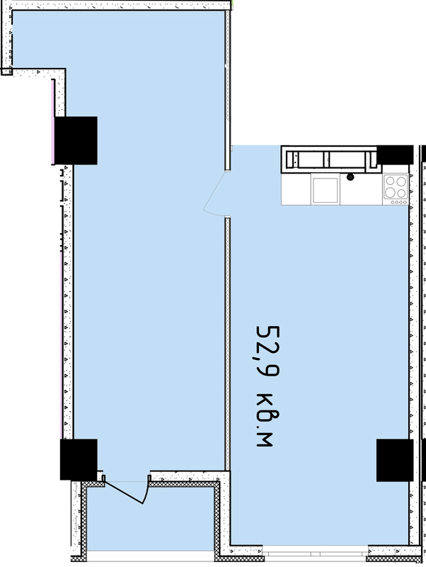 1-кімнатна 52.9 м² в ЖК Баку від 32 200 грн/м², Дніпро