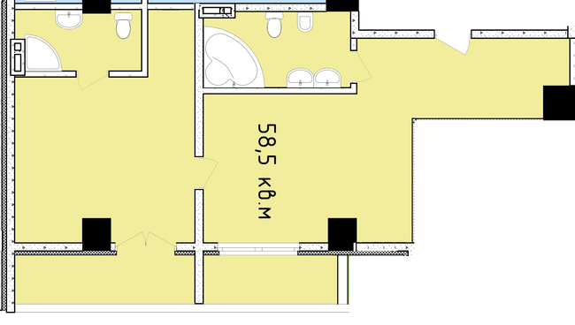 1-комнатная 58.5 м² в ЖК Баку от 32 200 грн/м², Днепр