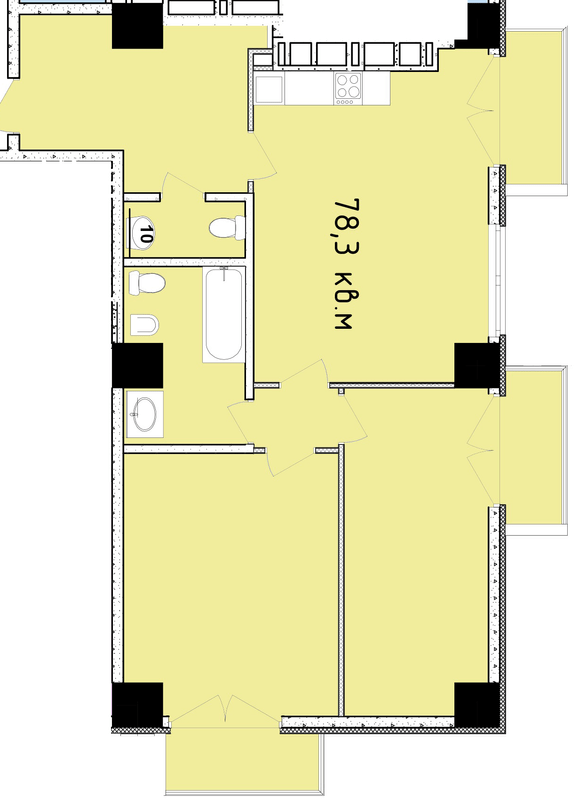 2-комнатная 78.3 м² в ЖК Баку от 27 850 грн/м², Днепр