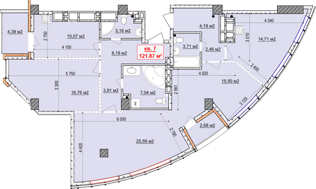 3-комнатная 121.87 м² в ЖК Славия от 30 750 грн/м², Днепр