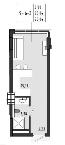 1-кімнатна 23.04 м² в ЖК Сади Рів`єри від 14 700 грн/м², с. Фонтанка