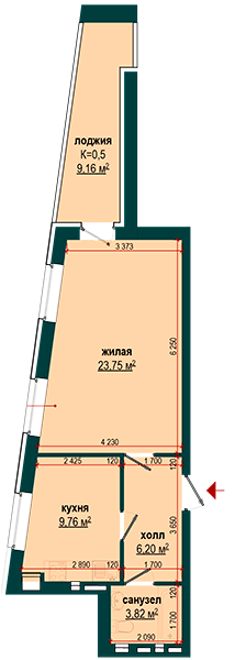 1-кімнатна 48.11 м² в ЖК Berlin House від 24 050 грн/м², Харків