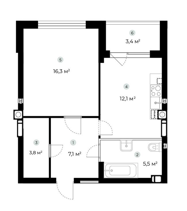 1-кімнатна 46.5 м² в ЖК PARKTOWN від 22 000 грн/м², смт Гостомель