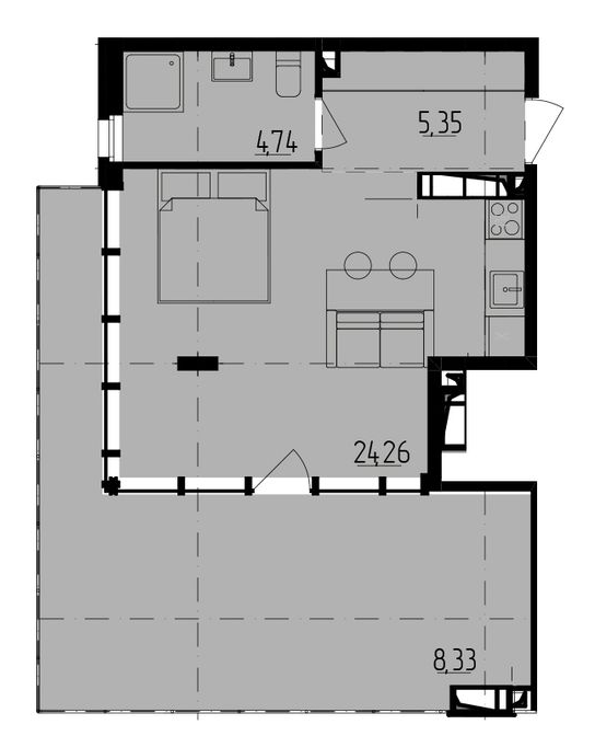 1-кімнатна 42.16 м² в ЖК Be the One від 38 450 грн/м², Київ