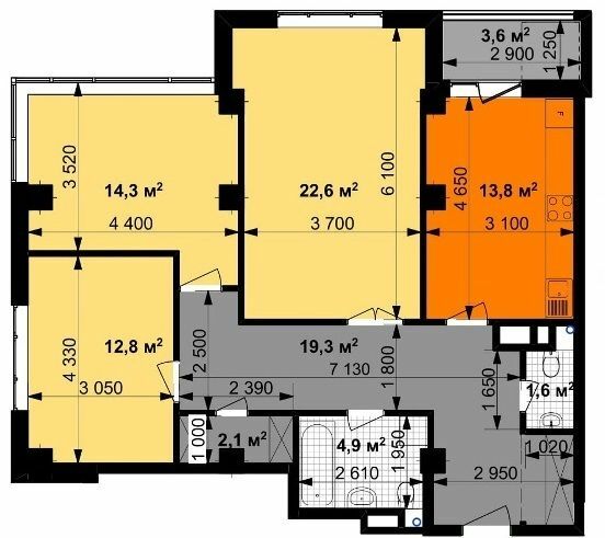 3-кімнатна 93.2 м² в ЖК Графіка від 40 200 грн/м², Харків