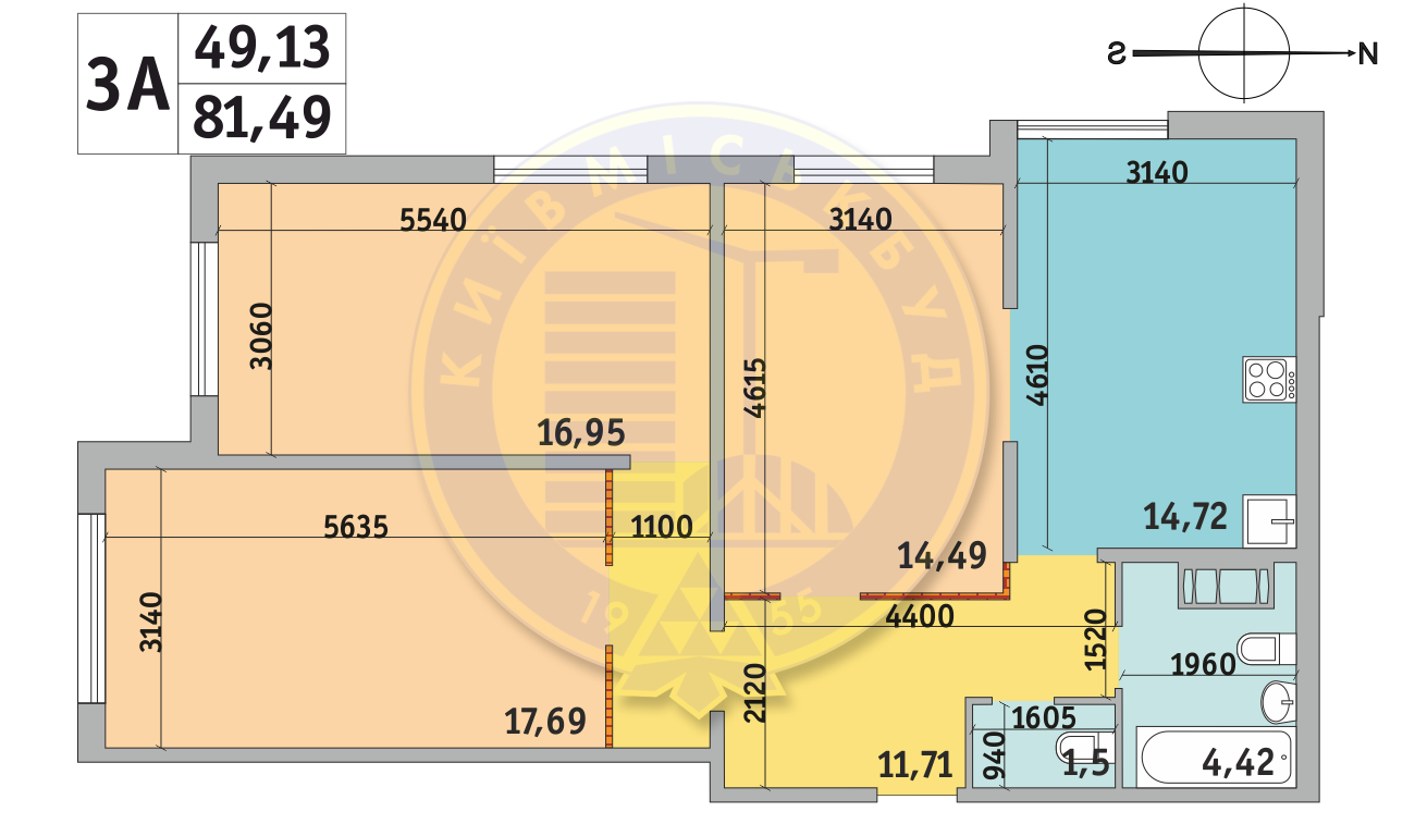 3-комнатная 81.49 м² в ЖК Милос от 22 500 грн/м², Киев